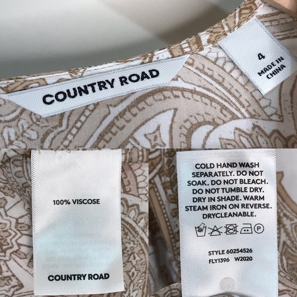 SOLD Country Road Beige Paisley Print Top 4 - Picture 12 of 13